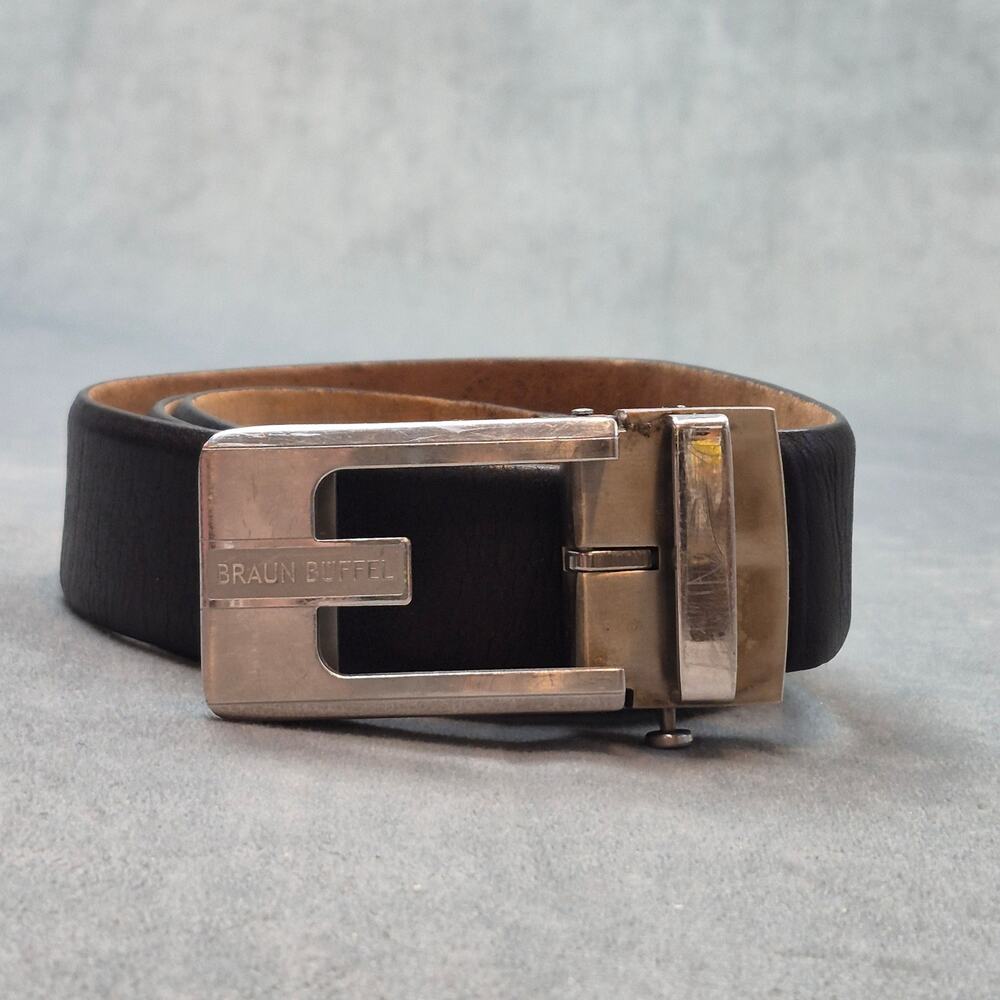 Braun Buffel Black European Leather Belt Size 36 Made In Germany